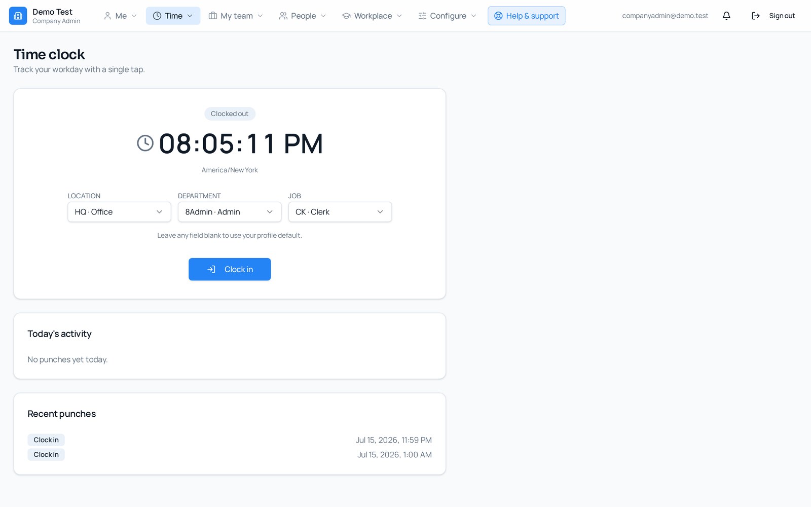HarmonyWFM caregiver visit clock-in with geofencing